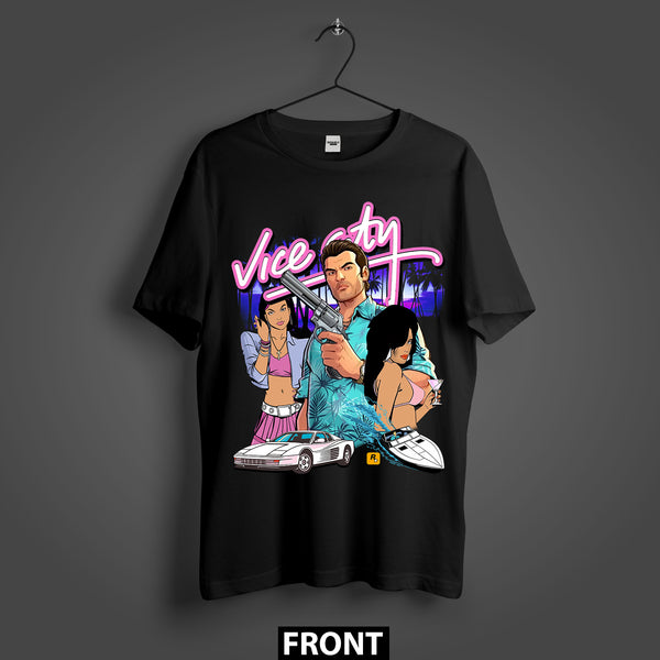 GTA Vice City 1980s Mission Passed Retro Gaming Premium Oversized Double-Sided T-Shirt (Unisex)